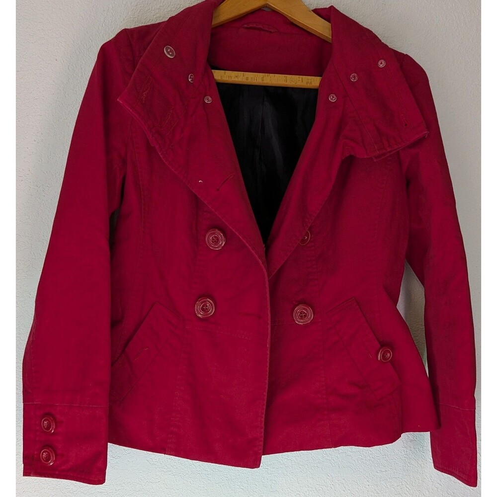 NEW LOOK Women's Size 10 Red Long Sleeve Military Style Coat/Jacket (A-16m)